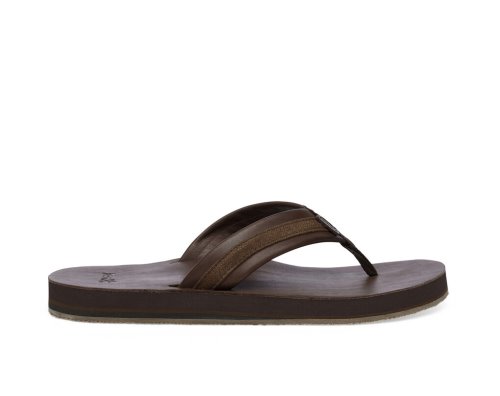Tong Sanuk Hullsome Cuir ST Hemp Homme - Marron Foncé GYUPJE761
